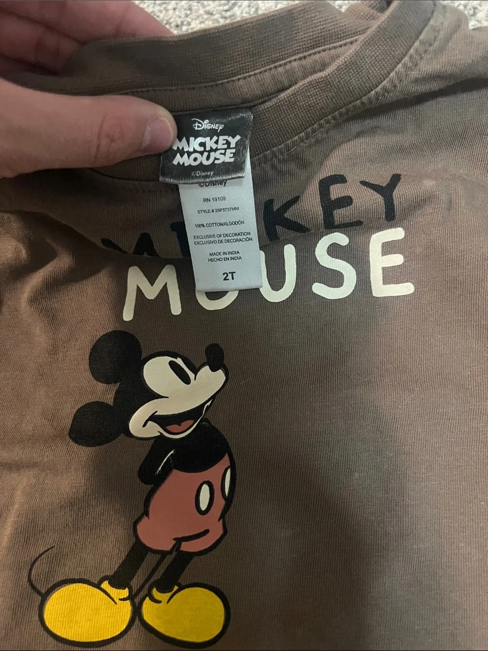 Disney Brown Mickey Mouse Kids Matching Set with Yellow Accents